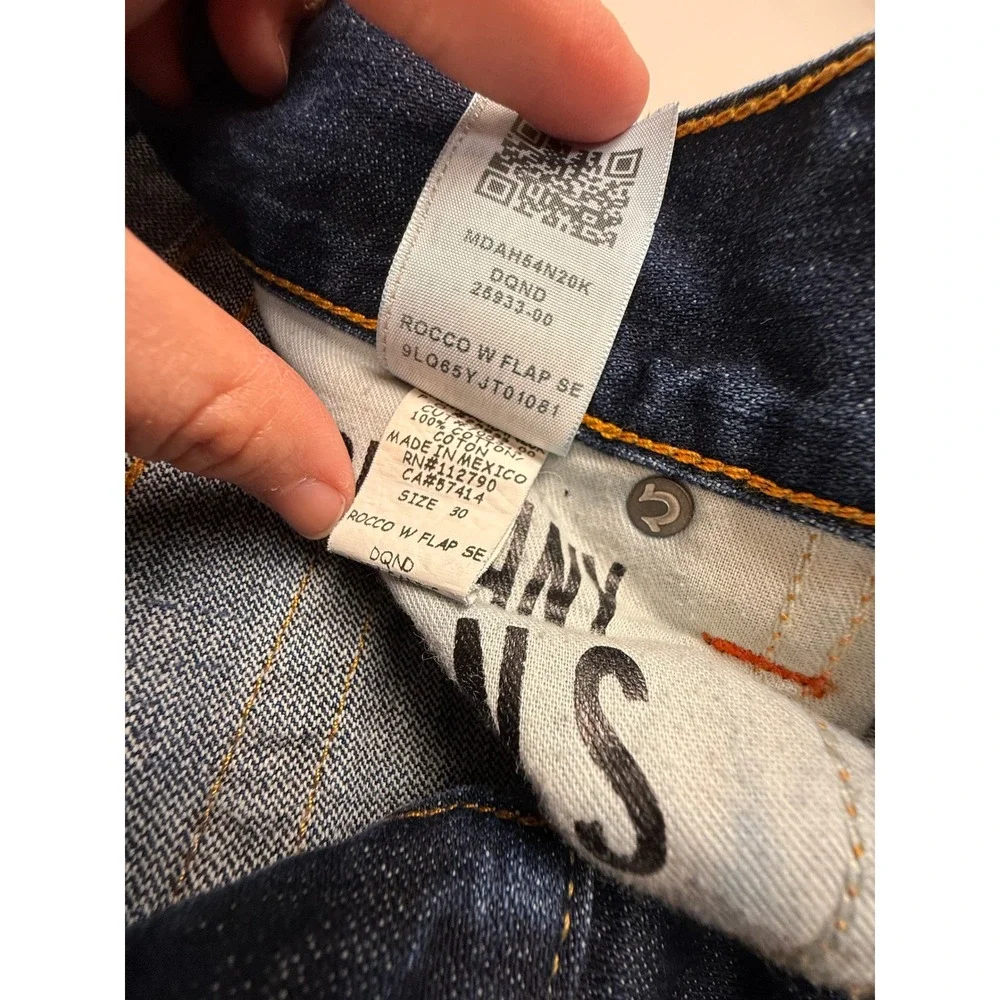 True Religion Rocco Relaxed Skinny Jeans Mens 30 Blue Indigo Flap Pocket Denim‎